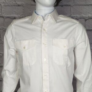 Alaska Airlines by Luly Yang White Long Sleeve Uniform Shirt, Mens Small